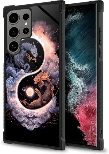 Vista 7 de Funda compatible con Samsung Galaxy S24 Ultra, Alien Night Back+Soft Silicone Acrylic TPU Design Shock Fall Prevention Funda protectora para Samsung