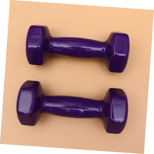 Vista 9 de PRETYZOOM 2 mancuernas antideslizantes de hierro fundido de plástico morado para hombres y mujeres, entrenamiento de fuerza, equipo de gimnasio