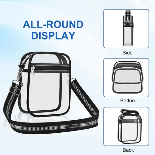 Vista 6 de Bolsa transparente para eventos de estadio, bolso cruzado transparente para hombres y mujeres, bolsa de mensajero para conciertos, festivales