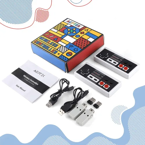 Vista 7 de AGPTEK - Paquete de 2 controladores inalámbricos, controlador clásico inalámbrico para Nintendo Classic Mini Edition y PC, sin cable, compatible