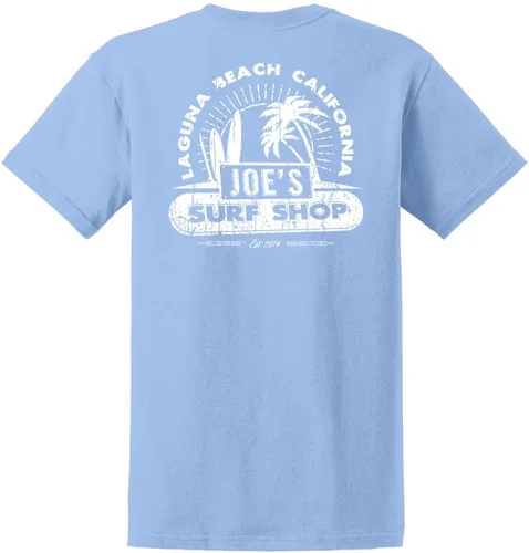 Vista 16 de Joe's Surf Shop - Camisetas de algodón pesado con gráficos en tamaño regular, grande y alto Logotipo de Longboard Ash / Sand