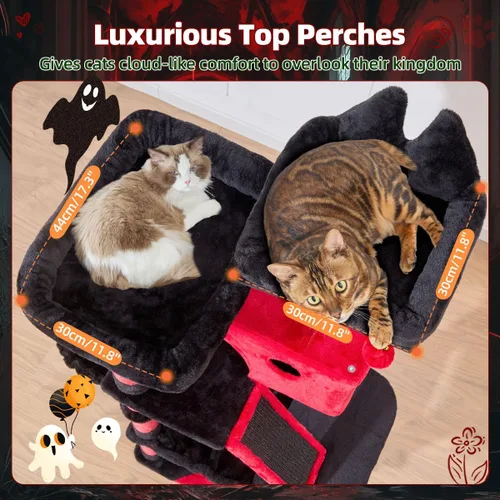Vista 58 de Taoqimiao Árbol para gatos de 57.5 pulgadas, torre para gatos de interior para adultos, condominio extragrande para gatos, 8 postes rascadores