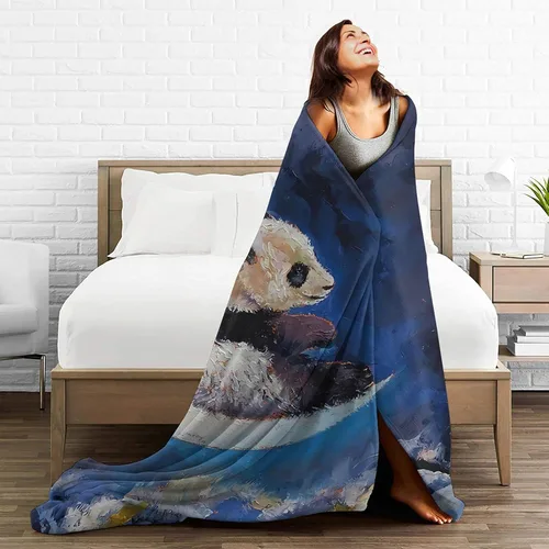 Vista 3 de Manta de franela de panda, acogedora y ligera, suave para sofá y cama, 80 x 60 pulgadas