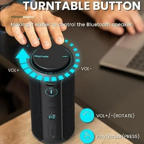Vista 6 de Raymate Altavoz Bluetooth, IPX7 impermeable, estéreo de 30 W con graves profundos, diente azul inalámbrico 5.3, emparejamiento TWS de rango de 100