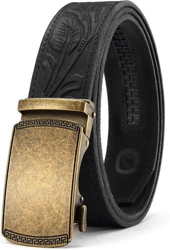 Vista 39 de CHAOREN Cinturón para hombre de cuero con trinquete - Ajuste personalizable, estilo sin esfuerzo (35 mm)