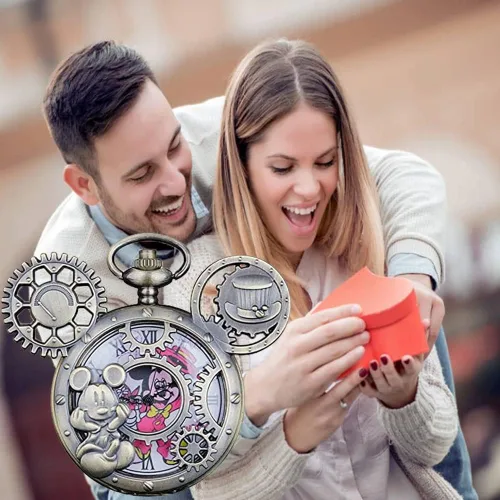 Vista 7 de Classical Quartz Pocket Watch Retro Steampunk Cartoons Pocket Watches with Necklace Pendant