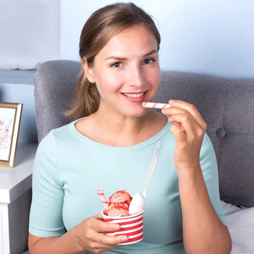 Vista 2 de Vasos de helado – Paquete de 100 tazas de helado para helado, tazas de postre de yogur congelado