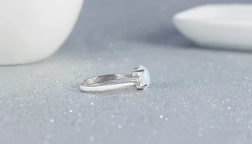 Vista 4 de Exquisito anillo de plata de ley 925 para mujer, corte ovalado, ópalo de fuego, joyería de diamante, regalo de propuesta de cumpleaños, boda