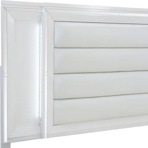 Vista 6 de Lexicon Barrett - Cama de plataforma con almacenamiento de estribo, tamaño Queen, color blanco