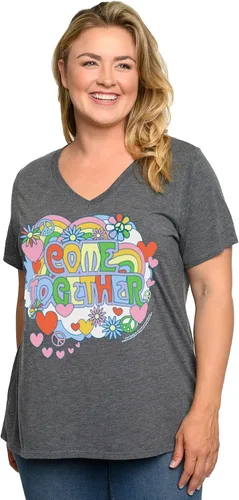 Vista 4 de Beatles - Camiseta para mujer, talla grande, cuello en V, estampado vintage