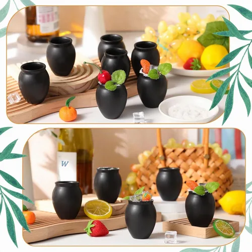 Vista 5 de Gejoy 24 vasos de arcilla mexicana Cantaritos de Barro de 3 onzas, hechos a mano para tequila, mezcal, margarita, mojito, martes de tacos, Cinco