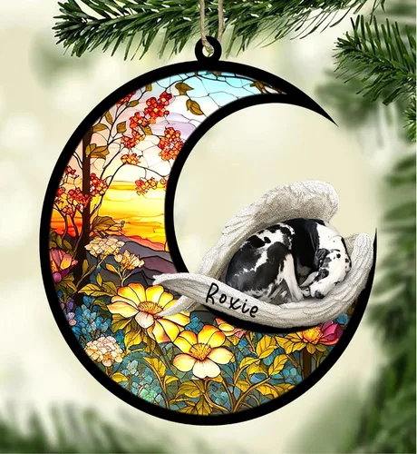 Vista 124 de Atrapasoles conmemorativo personalizado para perros, adorno navideño de Airedale Terrier, recuerdo por pérdida de mascota, regalos conmemorativos