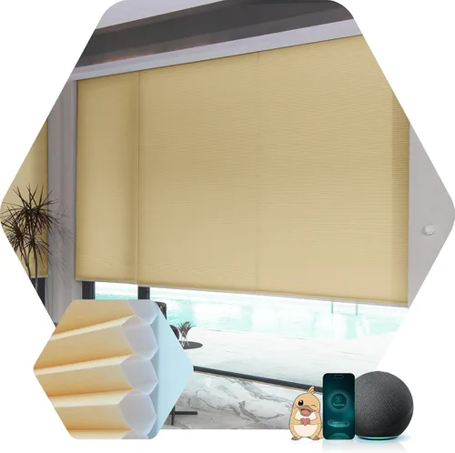 Vista 12 de Yoolax Persianas Celulares Motorizadas Compatibles con Alexa, Persianas Motorizadas Blackout Inteligentes de Panal para Ventanas, Persianas