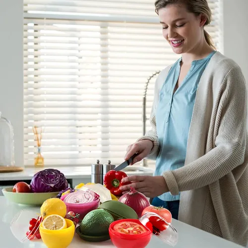 Vista 5 de Contenedores para almacenamiento de aguacate, organizador reutilizable para refrigerador, organizador individual para mantener el aguacate fresco