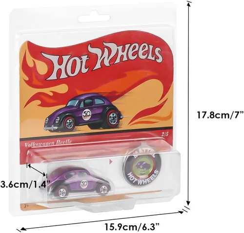 Vista 2 de Paquete de 10 protectores para botón coleccionista de Hotwheels 50 PET de 0.02 in de grosor, exhibición y almacenamiento de cubierta de almeja