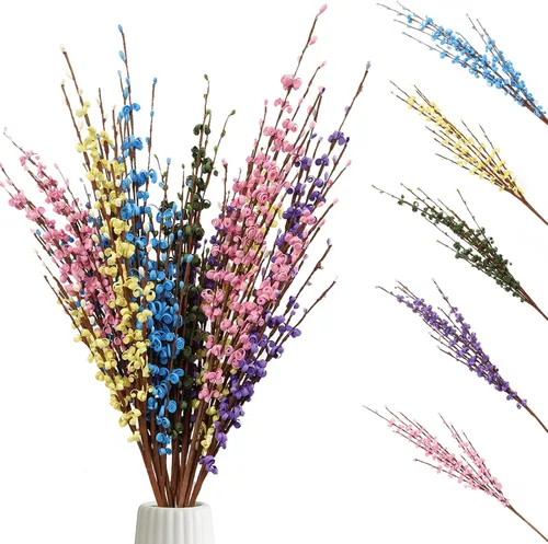 Vista 11 de Wootkey 10 piezas de flores artificiales de jazmín de tallo largo, color naranja quemado, jazmín otoñal, tallos florales de otoño para ramos