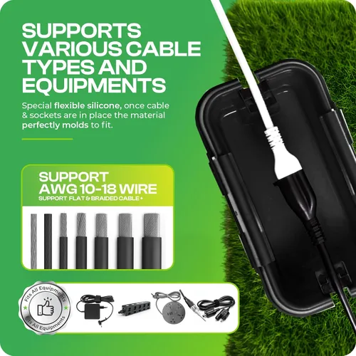 Vista 7 de SockitBoX Caja Eléctrica Original para Exteriores Impermeable - Pequeña Cubierta de Cable de Extensión para Exteriores con 6 Entradas de Cable