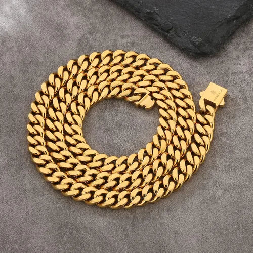 Vista 4 de KRKC&CO - Cadena de eslabones cubanos para hombre de 810120.551in, cadena cubana Miami de oro de 18 quilates, corte de 4 lados, joyería hip hop