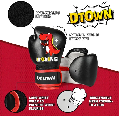 Vista 3 de Guantes de boxeo para niños, transpirables, de primera calidad, para saco de boxeo, kickboxing, MMA