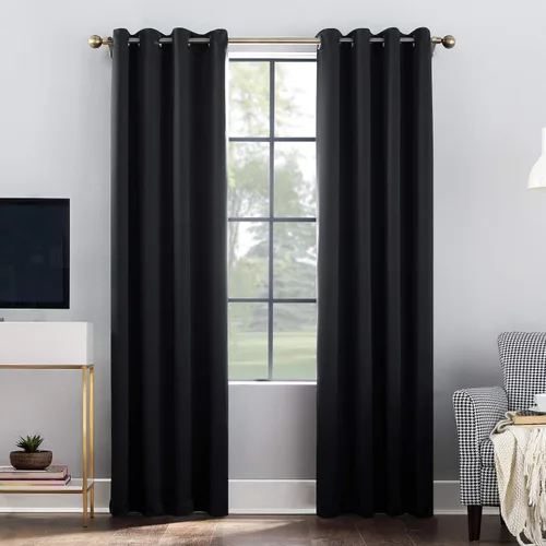 Vista 60 de Sun Zero Nordic - Juego de 2 paneles de cortinas con ojales de grado teatral extremo 100% opacas, 104" x 96" (2* 52" x 96"), cortinas opacas blanco