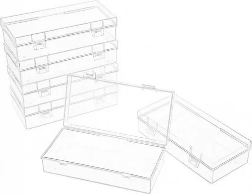 Vista 26 de LJY 100 contenedores rectangulares vacíos de plástico transparente con tapas con bisagras (2.2 x 1.6 x 0.8 pulgadas, transparente)