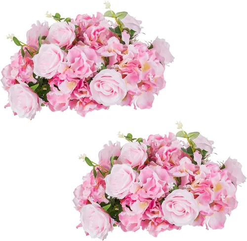 Vista 17 de Bolas de flores burdeos para centros de mesa: 11.8 pulgadas de diámetro, juego de 6