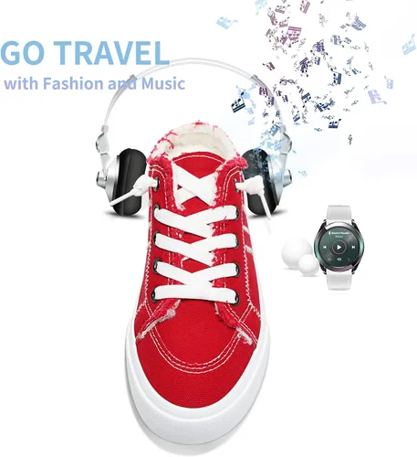 Vista 7 de Obtaom Zapatillas de lona para mujer, con espuma viscoelástica, cómodas, sin espalda, para vacaciones