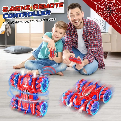 Vista 6 de Spider - Coche de acrobacias de doble cara con control remoto para niños