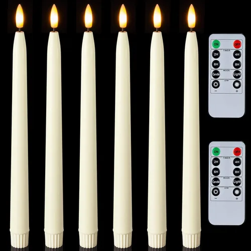 Vista 19 de Homemory 6 velas cónicas cerosas sin llama con control remoto, velas parpadeantes que funcionan con pilas, velas falsas LED altas para el hogar