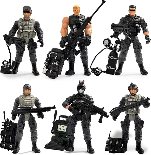 Vista 14 de 12 piezas de figuras de acción de hombres del ejército, juego de juguetes de soldados militares para niños, figura de acción de hombres del ejército