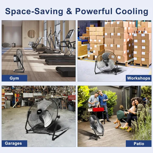 Vista 8 de Xcity Ventiladores de piso industriales de metal de 12 pulgadas, máximo 1800 CFM, ventilador de alta velocidad resistente con inclinación ajustable