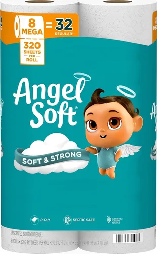 Vista 15 de Angel Soft Papel higiénico, 4 mega rollos = 16 rollos regulares, suave y resistente