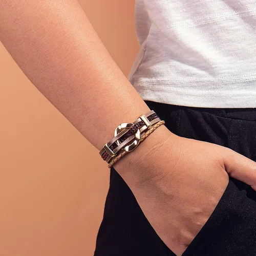 Vista 3 de FANCY SHINY Pulsera de cuero con diamantes de imitación circular, apilable, multicapa, con cierre, joyería bohemia, regalo para mujer