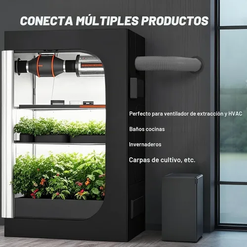 Vista 6 de Manguera de ventilación para secadora, conducto de secadora de 4 pulgadas, manguera de conducto HVAC con 2 abrazaderas, 5 pies