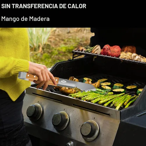 Vista 4 de Pinzas de barbacoa resistentes para parrilla al aire libre, herramienta de parrilla de 17 pulgadas de largo, utensilio de barbacoa de metal, mango