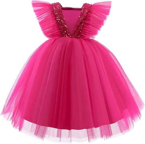 Vista 4 de NNJXD Vestido de princesa para niña, vestido de tul para fiesta de boda