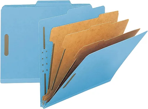 Vista 2 de Smead Carpeta de archivos de clasificación de cartón prensado 100% reciclado, 3 divisores, expansión de 3 pulgadas, tamaño carta, azul, 10 por caja