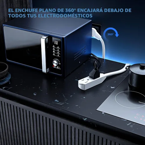 Vista 8 de Maximm - Cable de extensión de enchufe plano giratorio de 360°, 0.30 m, 16 AWG, múltiple, extensión de salida, cable con conexión a tierra, 3 Blanco