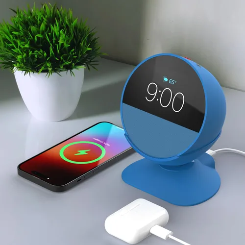 Vista 3 de Soporte de carga para Echo Spot con puertos de carga USB-C y USB-A para múltiples dispositivos, estación de carga Echo Spot para teléfonos celulares