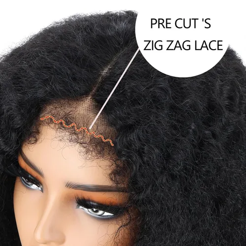 Vista 9 de Peluca negra Kinkycurly con borde 4C, cabello humano 4x4 HD encaje afro rizado cierre peluca para mujeres negras encaje precortado sin pegamento