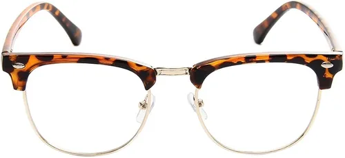 Vista 5 de Shiratori Nuevas gafas de lente transparentes sin borde de medio marco vintage de moda