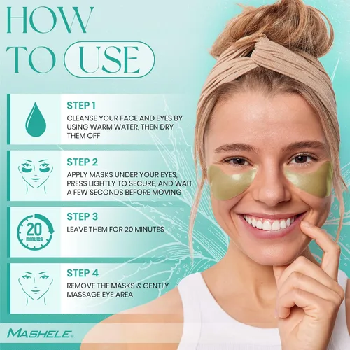 Vista 4 de Máscara de ojos de aloe vera - 60 pares de geles para ojos - Tratamiento para ojos hinchados y ojeras (geles de aloe vera)
