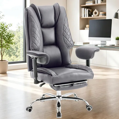 Vista 9 de Big and Tall Office Chair and High Back with Heavy Duty Wide Executive Office Chair with Foot Rest, Adjustable Armrests (Beige)