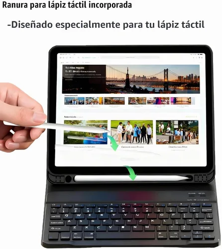 Vista 7 de Funda de teclado desmontable para Samsung Galaxy Tab A11+ 2025/A9+ 2023 de 11 pulgadas, funda magnética retroiluminada de 7 colores para Samsung