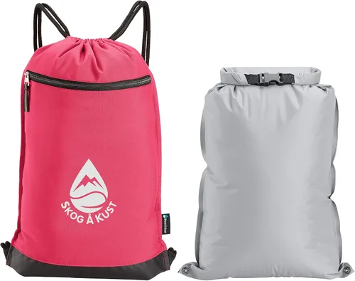 Vista 16 de Skog Å Kust GymSak - Bolsa de cincha con cordón 2 en 1 con bolsa seca impermeable extraíble