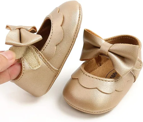 Vista 4 de LAFEGEN Zapatos planos Mary Jane para bebés y niñas con Bownot, suela suave, suela suave, piel sintética, recién nacidos, para primeros pasos
