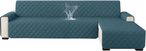 Vista 23 de XINEAGE Fundas 100% impermeables para sofá modular en forma de L, reversible, lavable, con botones de chaise plum flower, protector de muebles