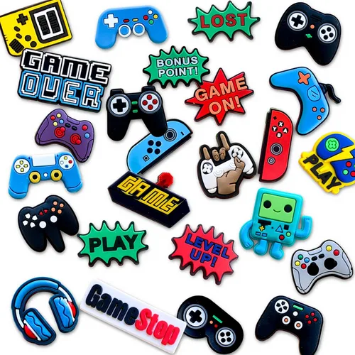 Vista 2 de Euphaglaia 25 35 dijes de videojuegos para decoración de zapatos de zueco, accesorios para niños, niños, adultos, hombres, recuerdos de fiesta