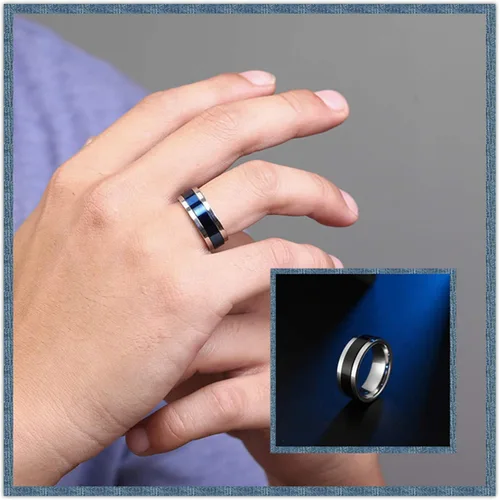 Vista 3 de 4 unids acero inoxidable carburo de tungsteno grueso hombres actividad nudillo anillo conjunto giratorio cadena centro Spinner bucle cepillado