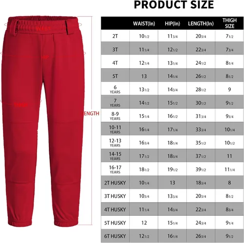 Vista 6 de QBK 2T3T4T5T Pantalones de béisbol para niños pequeños, pantalones de sóftbol para niños, pantalones de pelota para niño y niña